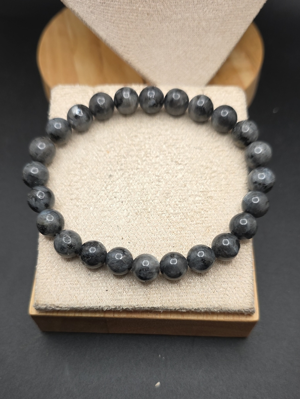 Black Flash Labradorite Beaded Stretch Bracelet (1530)